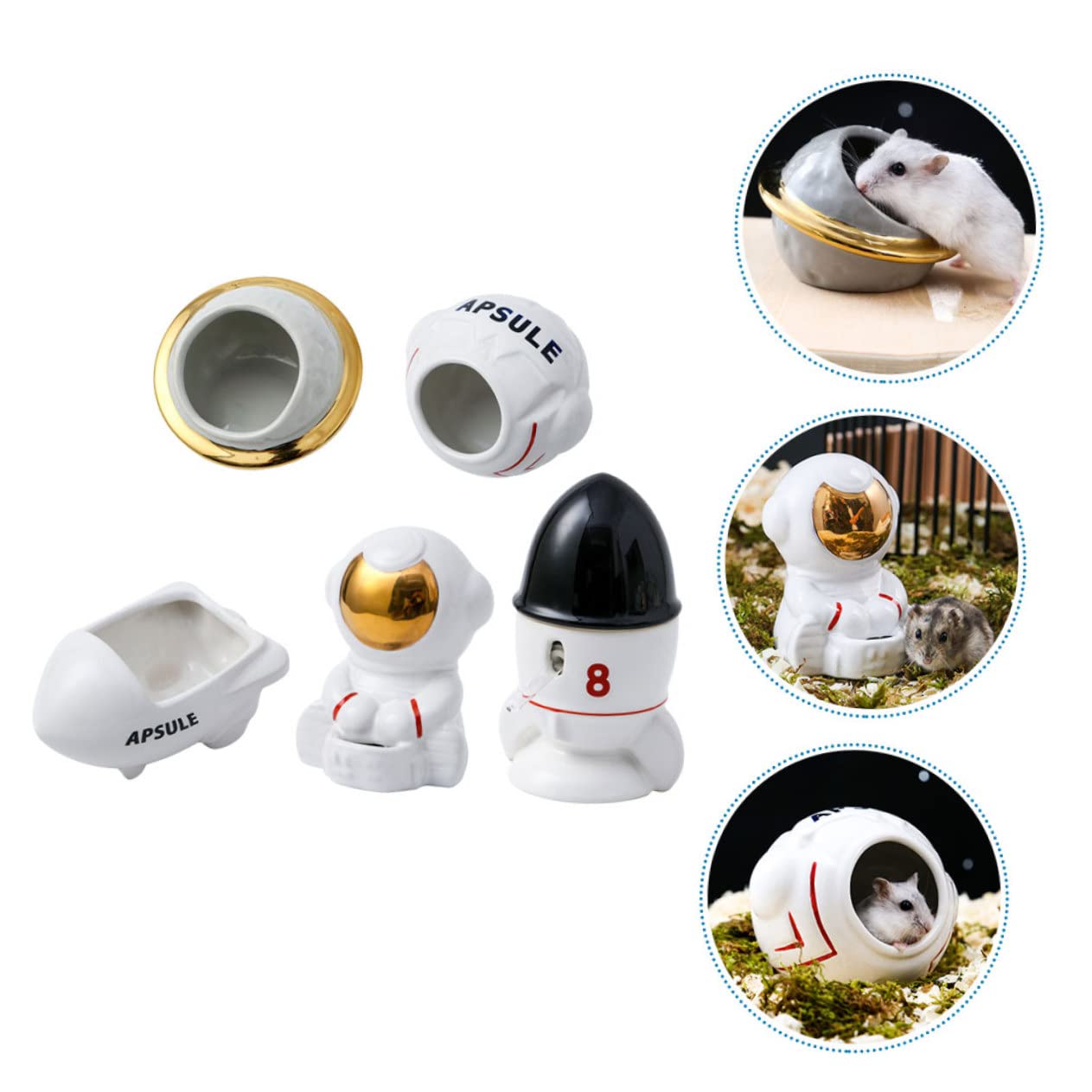 YARNOW Nido para Hámster Serie Astronaut Comedero Temática Bañera y Escondite para Mascotas Cuidado De Hámsters Casa