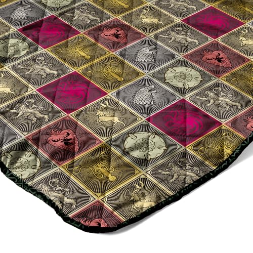 Image of Northwest Warner Bros Game of Thrones Symbolic Sigils Quilted Throw Blanket, Fantasy House Emblems, Adults Boys Girls, Soft Lightweight Bedding for Bed, or Couch, 60 x 80 inches