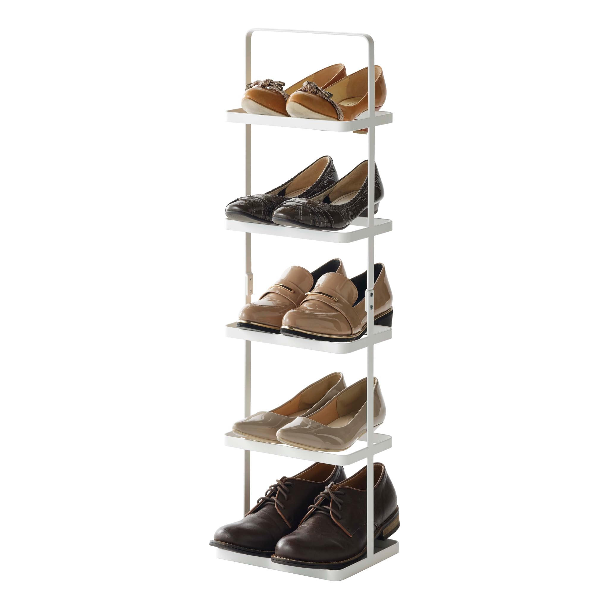 YAMAZAKI2478 TOWER Shoe Rack Tall, white, Steel, Minimalist, 22 x 18 x 77.5 cm