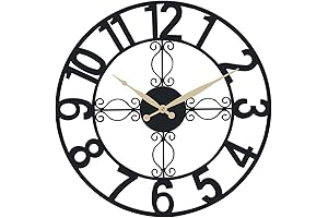 UMEXUS Outdoor Wall Clock, 18-Inch Waterproof Retro Iron Metal Cut Out Large...