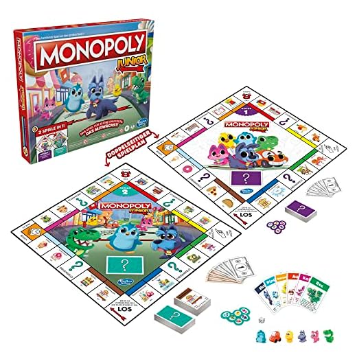 Monopoly Junior, das Klassische Brettspiel für Kinder ab 4 Jahren, 2-seitiger Spielplan - leicht verständlich und dennoch spannend, für die Familie