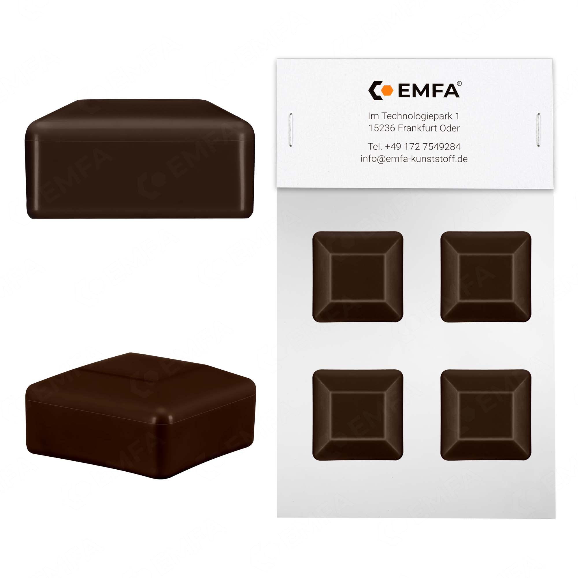 EMFA Tapa para poste de valla 80x80 mm 4 piezas Marrón Tapa para poste cuadrada Tapas para postes de valla Cubierta de valla de plástico Tapas para valla 8x8 cm