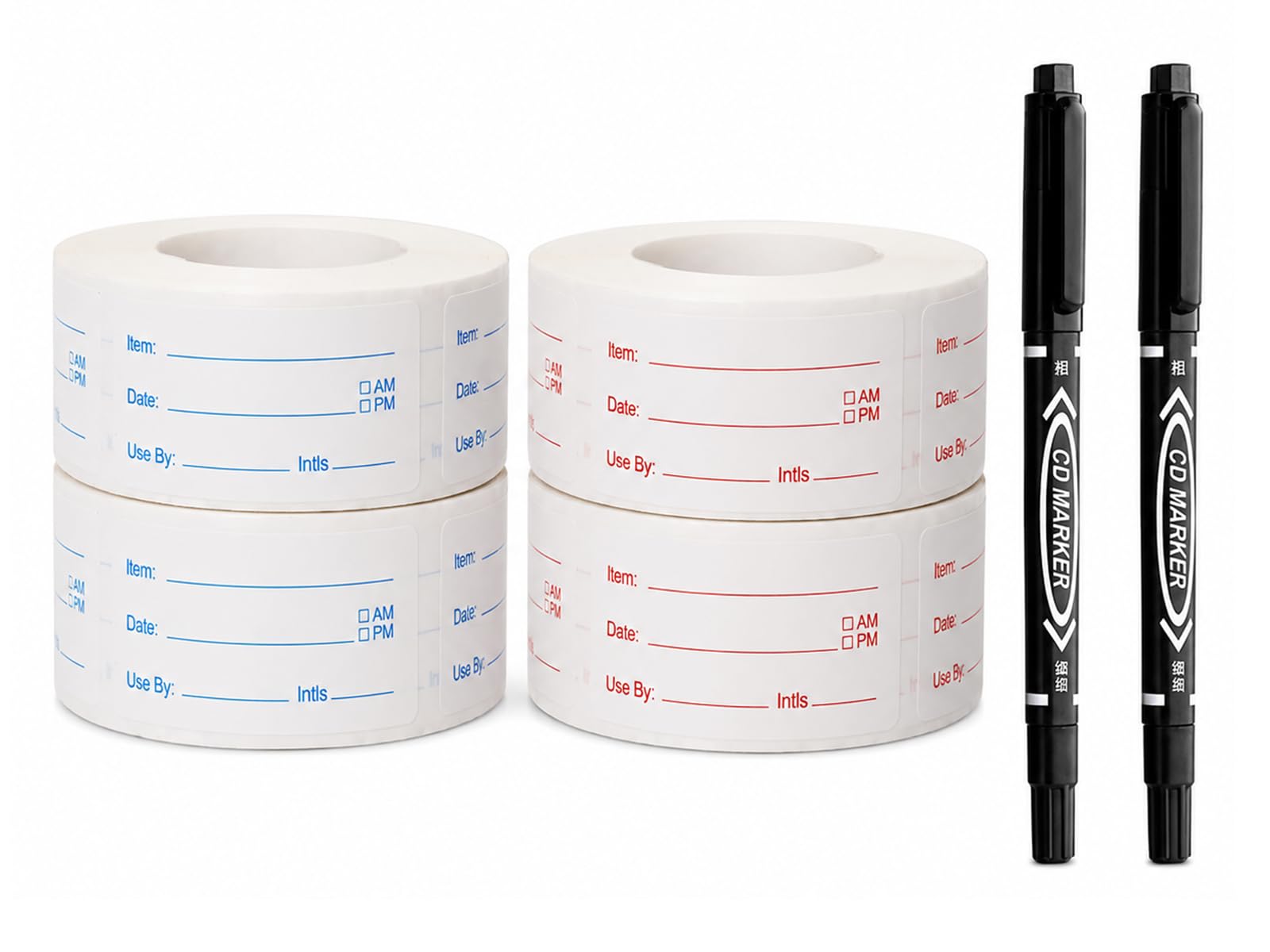 4 Rolls 2000Pcs Removable Freezer Food Labels 1x2 Inch Red Blue for Jars