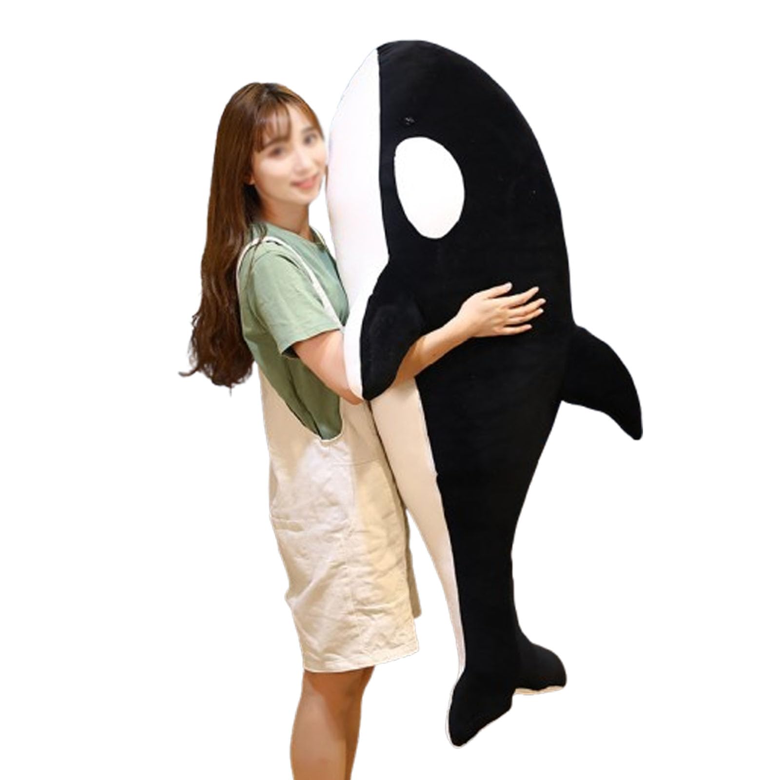 JORCEDI Orca Cuddling Animal,Whale Cuddling Large Orca xxl Plush Animal,Realistic Whale Plush Animals, Fish, Plush Animals,Dolls,Giant,Soft Killer Whale,Marine Fabric (80cm,Black)