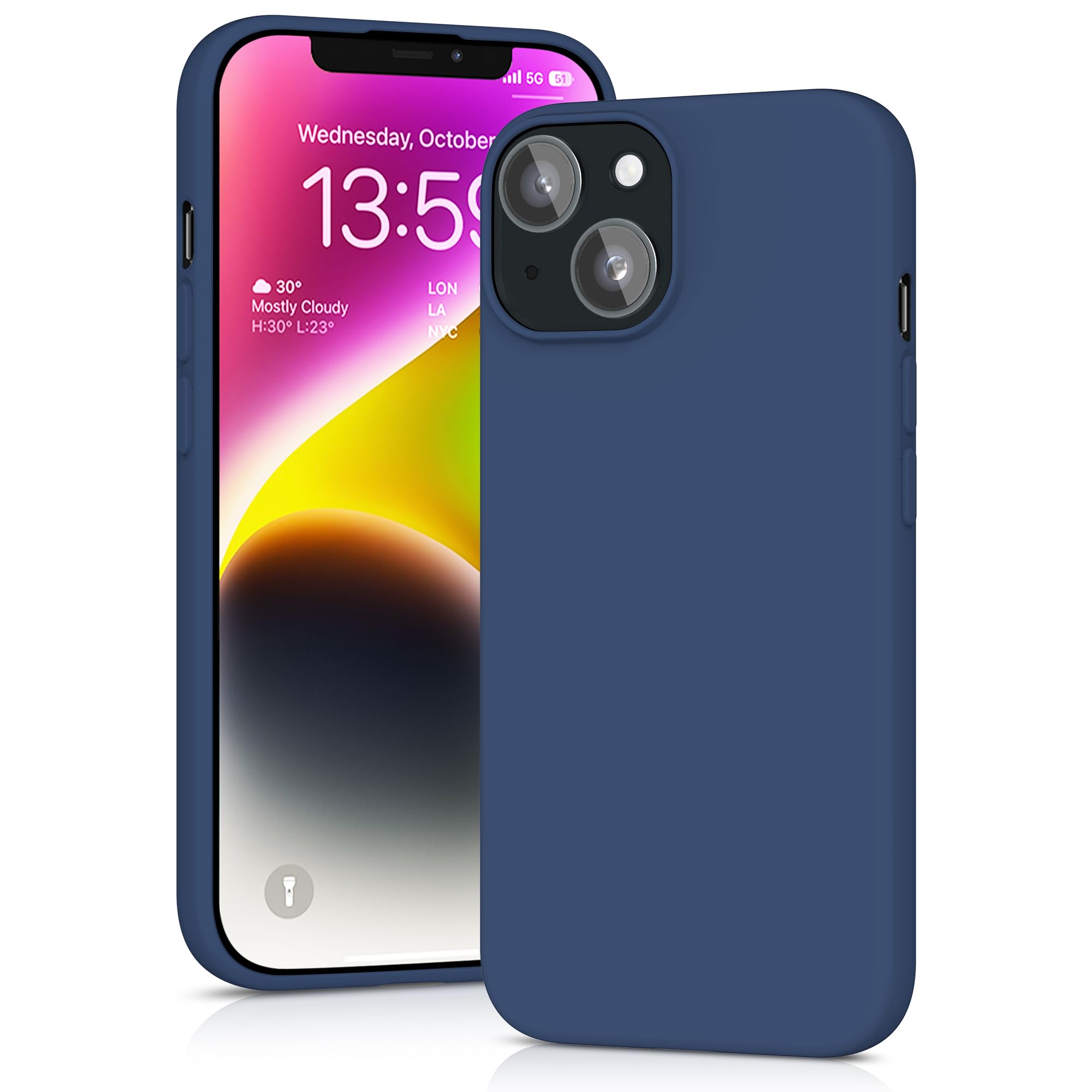 YATWIN Cover per iPhone 13 Pro, Custodia in Silicone Morbido con Tagli di Precisione per Fotocamera, Design Ultra Sottile, Protezione 360° con Bordi Rialzati, ‌Viola