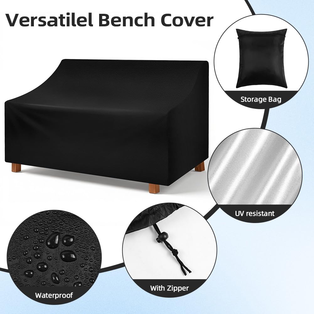 Housse de Banc Jardin 2 Places Vicloon Tissu Oxford Imperméable Anti-UV Protection Extérieur