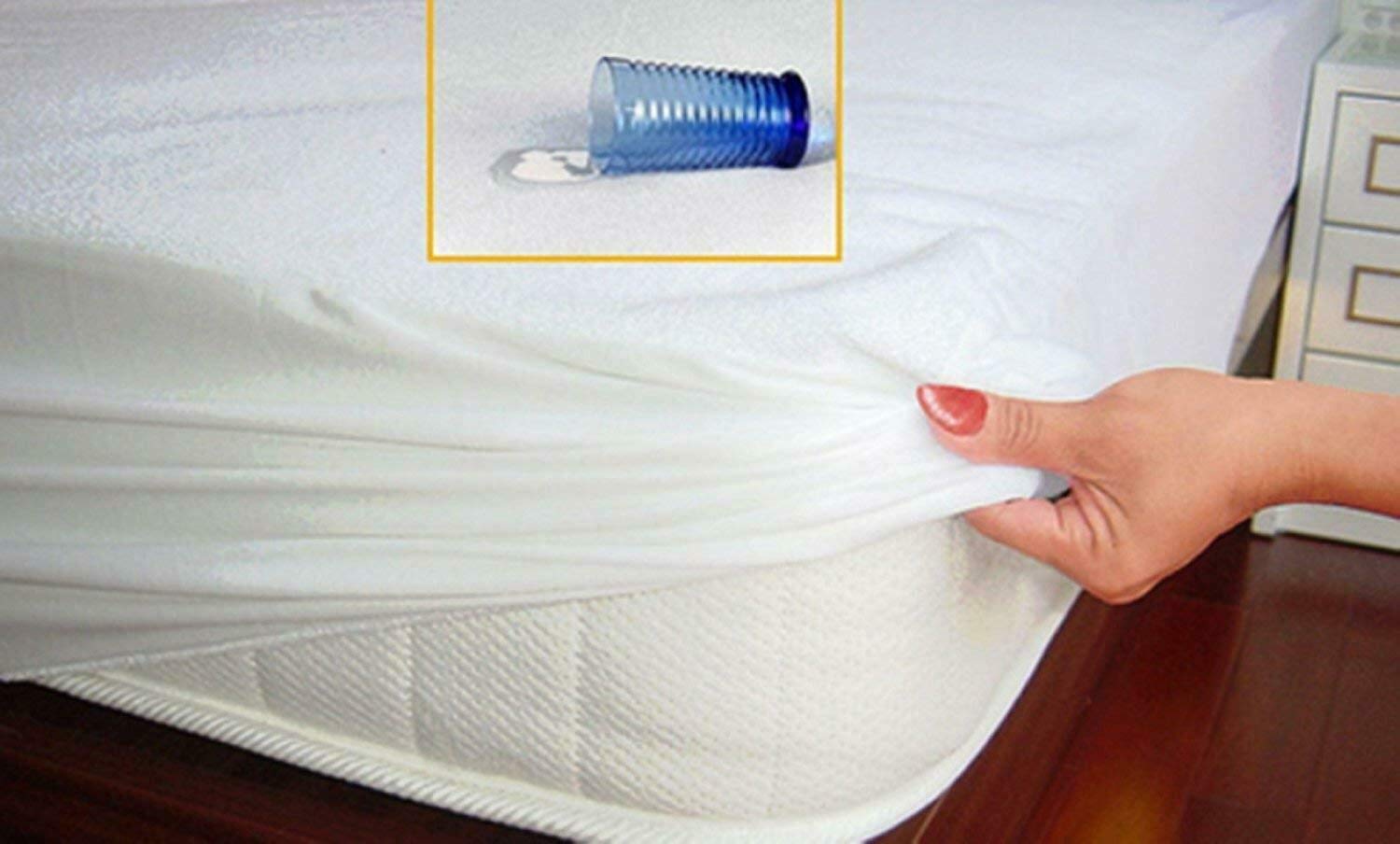 Goldstar White Water And Moisture Proof 30Cm Deep Terry Towel Non Noisy Fitted Sheet Mattress Protector Topper Cover Anti Allergy Breathable (Single) 90 X 190 Cm