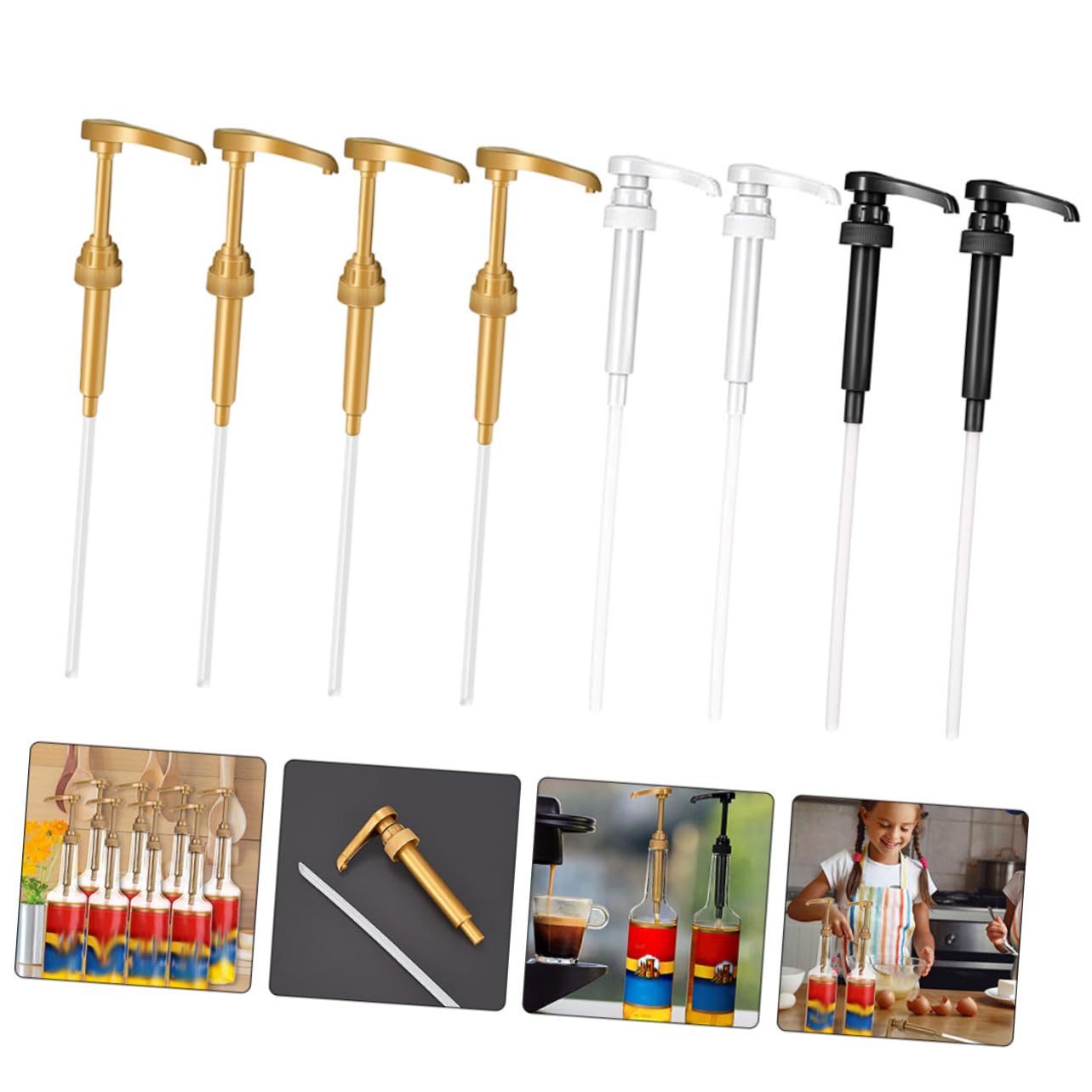 NAMOARLY 8pcs Hand Pressure Syrup Pump for Syrup Bottles Dispenser Bottle Pump Head