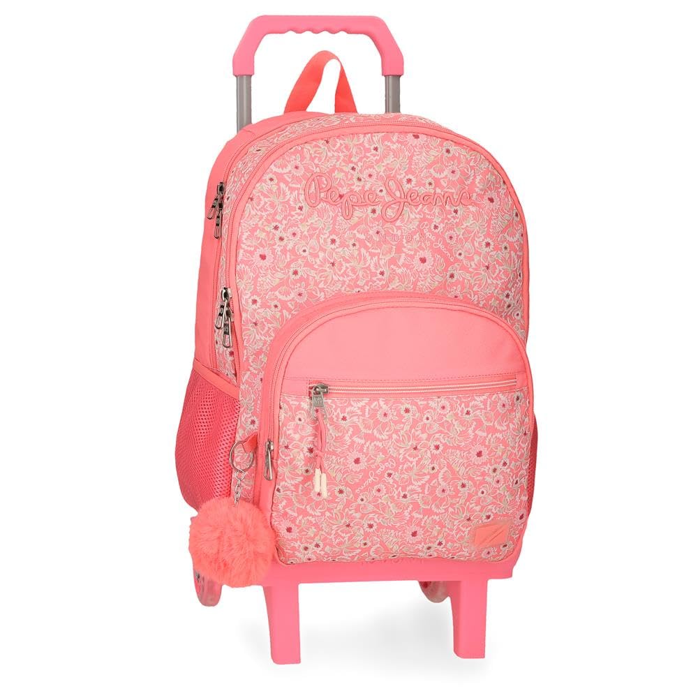 Pepe Jeans Nahid Mochila Escolar Doble Compartimento con Carro Rosa 32X44X22 cms Poliéster by Joumma Bags