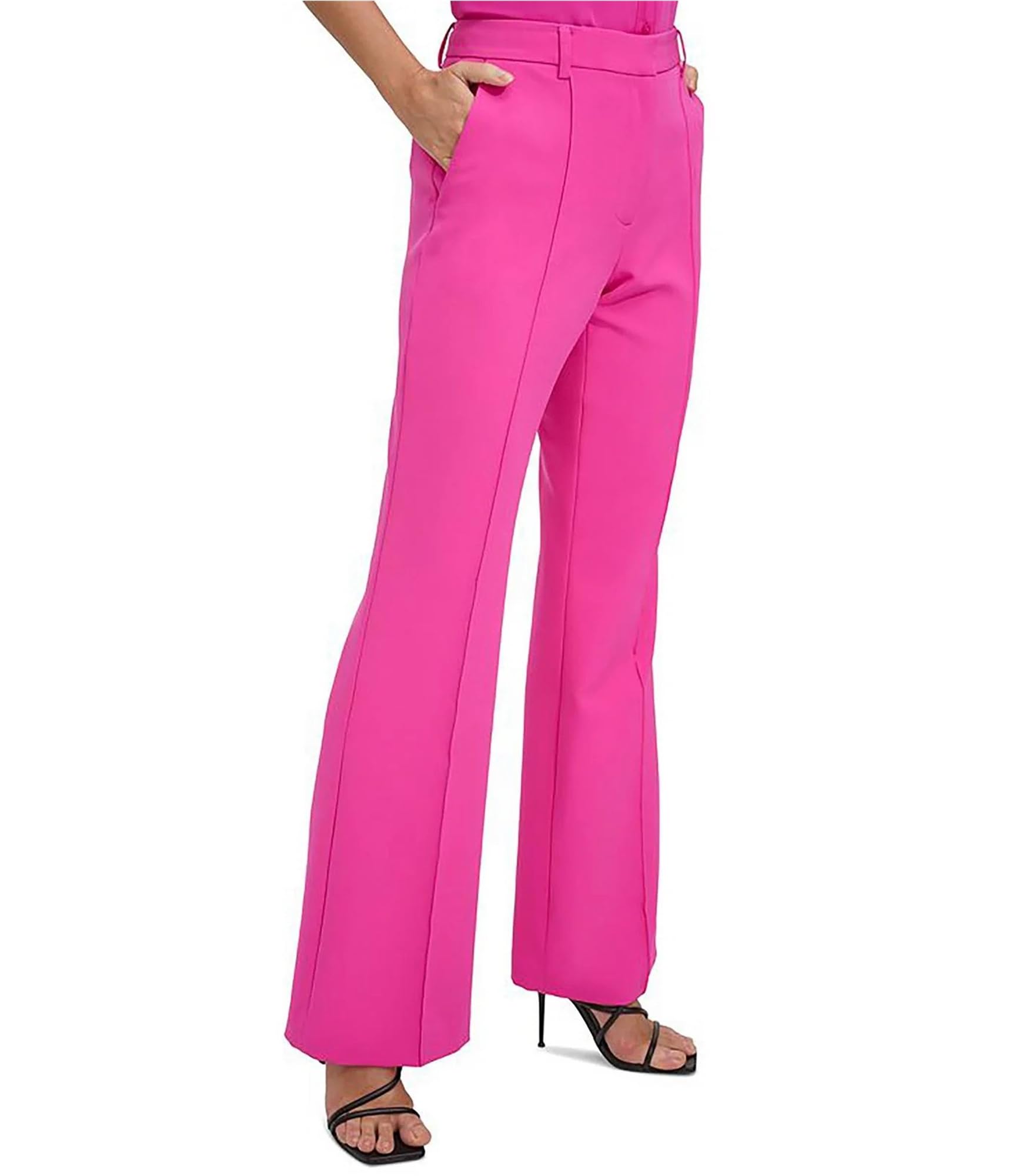 DKNY Womens Solid Boot Cut Dress Pants Pink 18