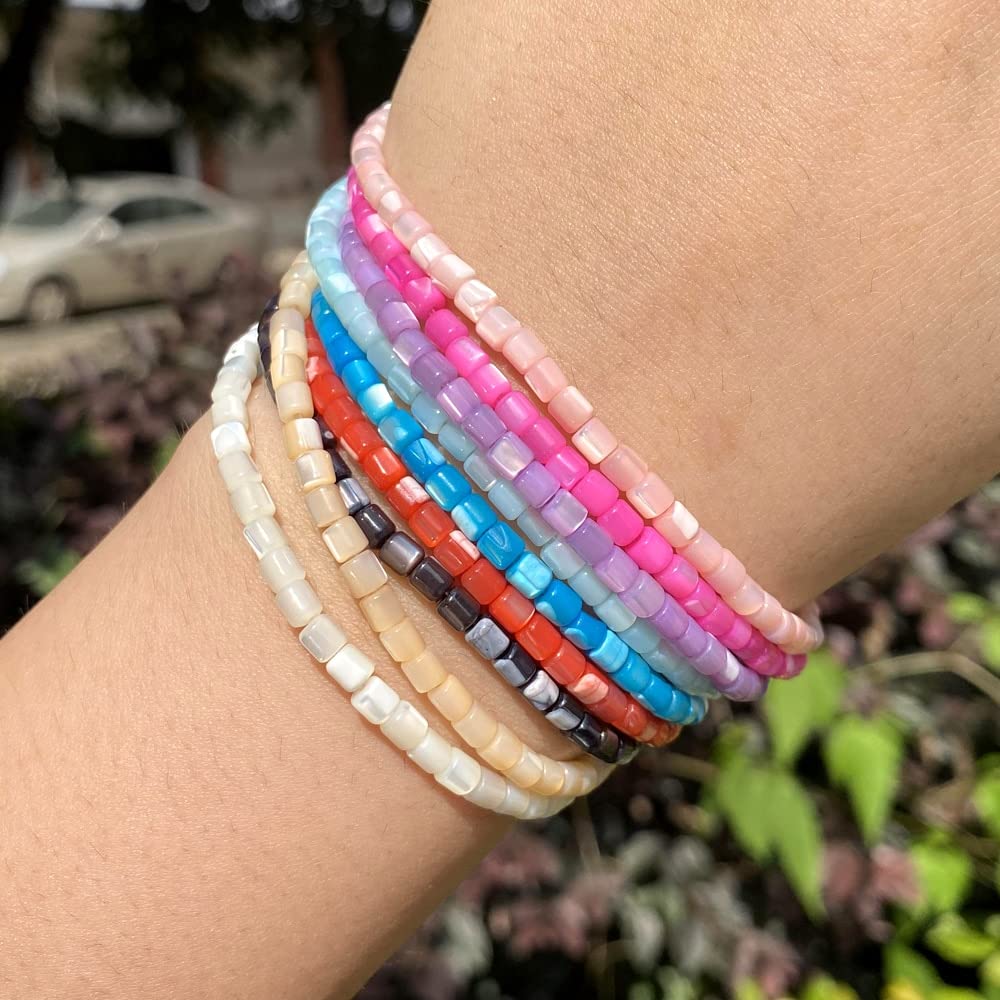 Lot De 4 Bijoux (Collier, Bracelets, Perles) - Nacre & Orange - Occasion Très Bon État