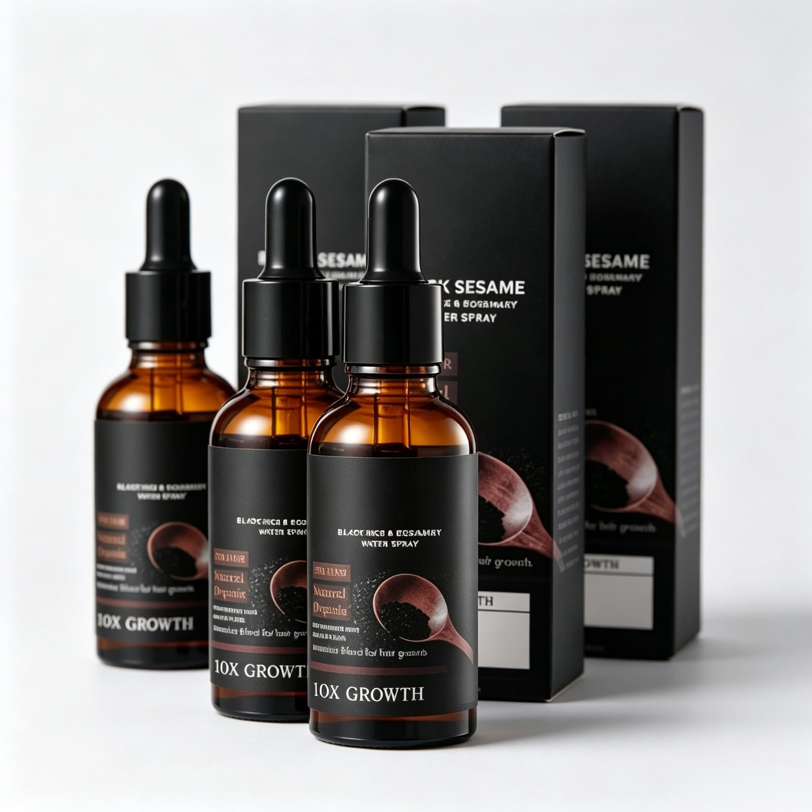 Serum do wzrostu włosów z czarnym sezamem, czarnym ryżem i rozmarynem, organiczny odżywczy olej do korzeni, zapobiegający wypadaniu, naprawa cienkich i łamliwych włosów, 30ml