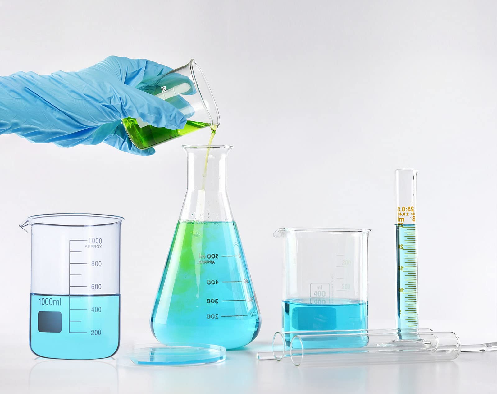 Set di bicchieri graduati, misurino in vetro, caraffa graduata con beccuccio, contenitore per liquidi, bicchiere trasparente con spazzola per la pulizia e bacchetta per mescolare, strumenti di misur