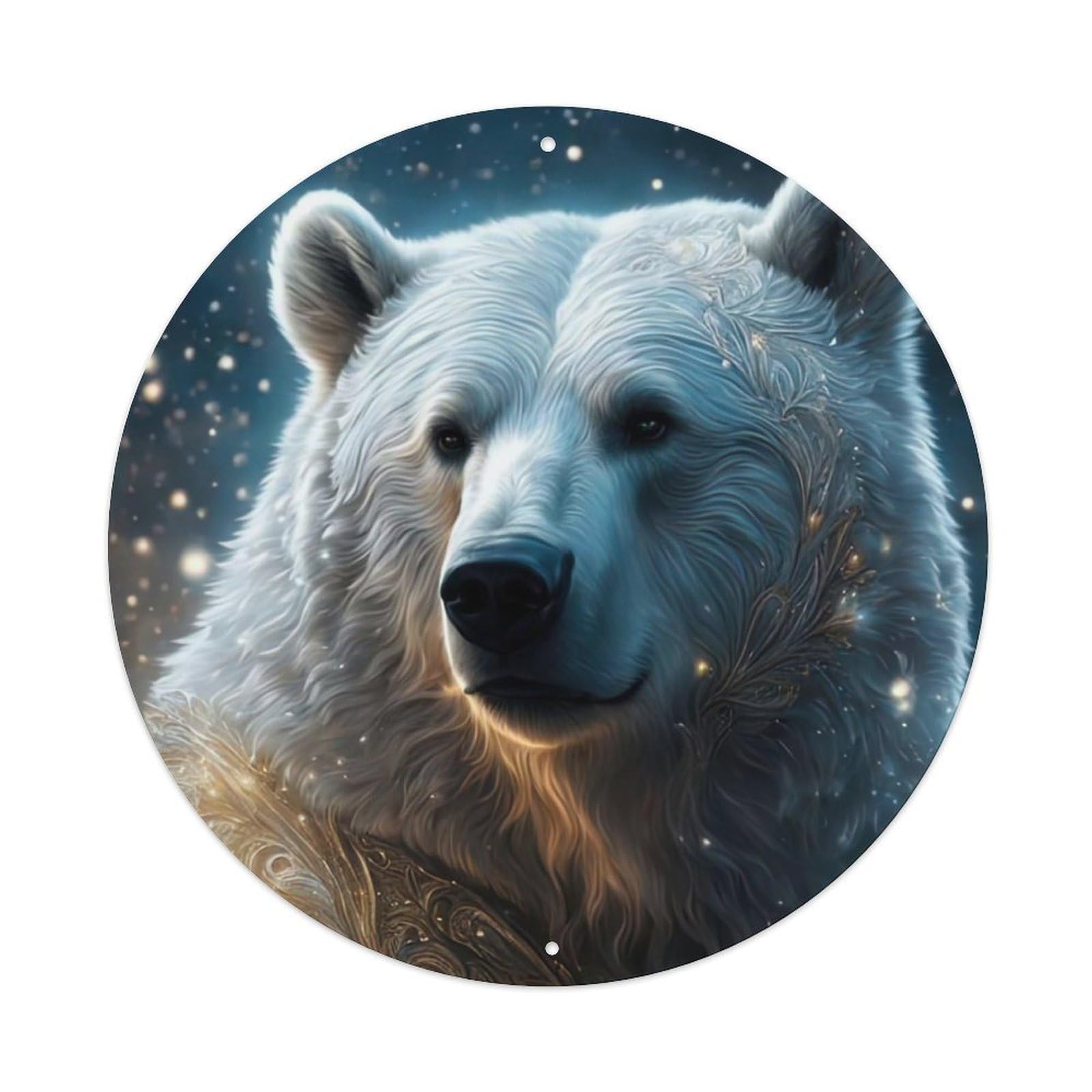 Animal Artwork Lonely Polar Bear Vintage Metal Tin Sign Plaque Wall Decor for Cafe, Club Bar, Office, Garden Metal Poster 8x8Inch