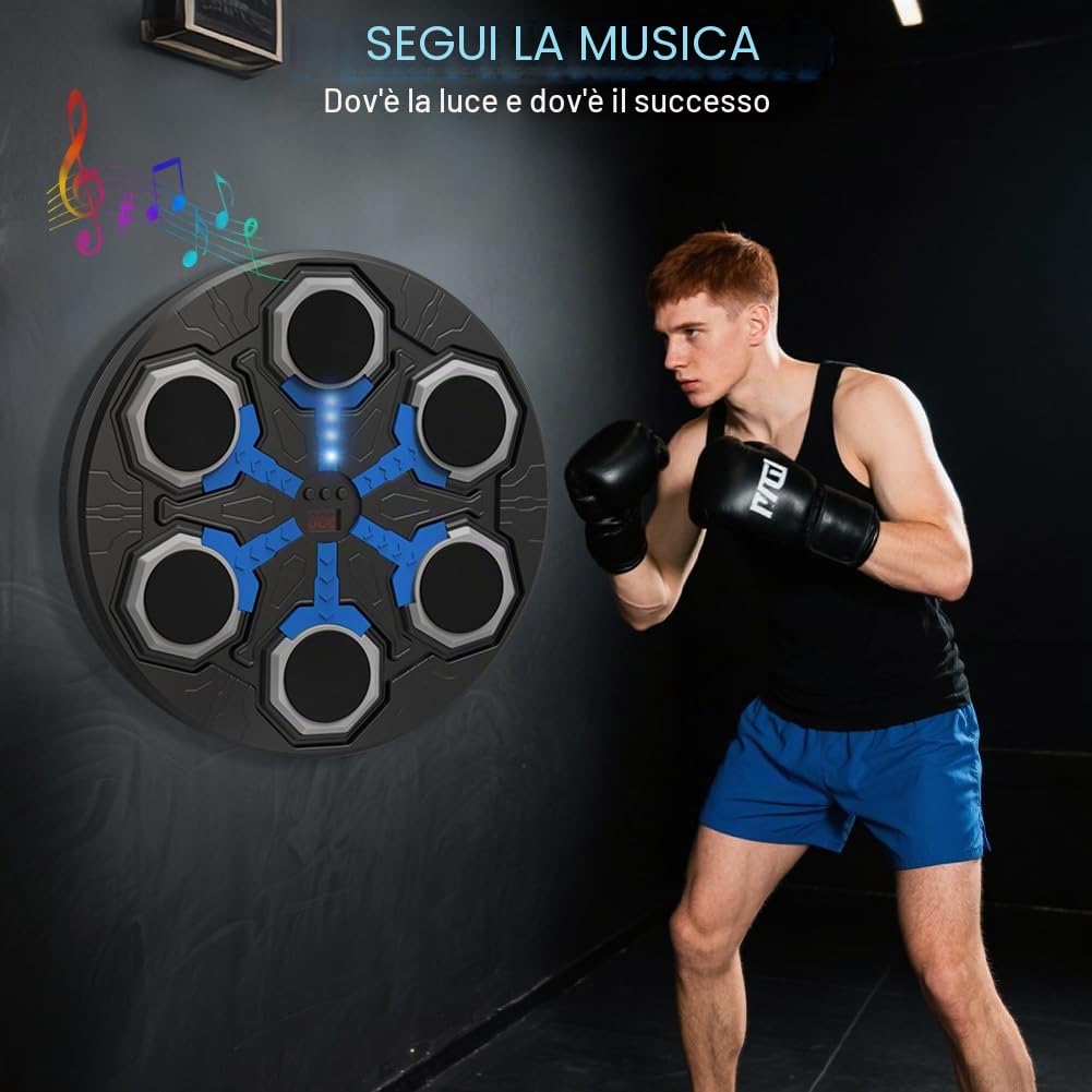 Music Boxing Machine, LED Bluetooth intelligente Music Box Macchina con funzione di conteggio, USB ricaricabile Smart Boxe con 15 modalità di velocità, macchina da boxe montata a parete per adulti