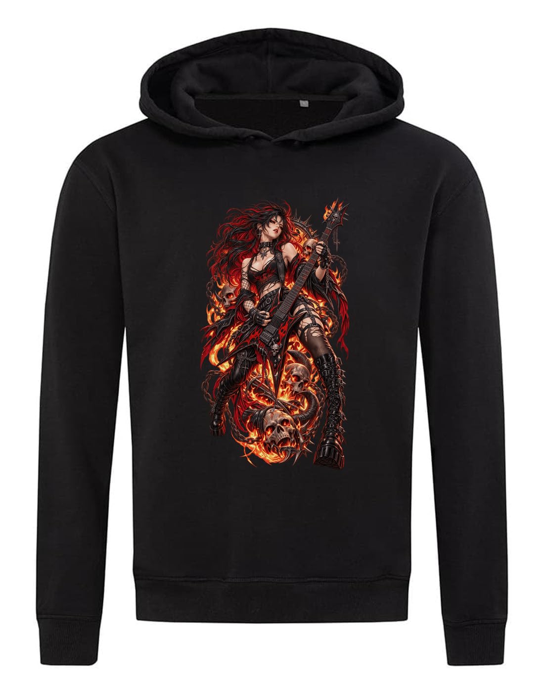 Sweat à capuche en coton mélangé avec inscription « Musician in Flames » - Noir