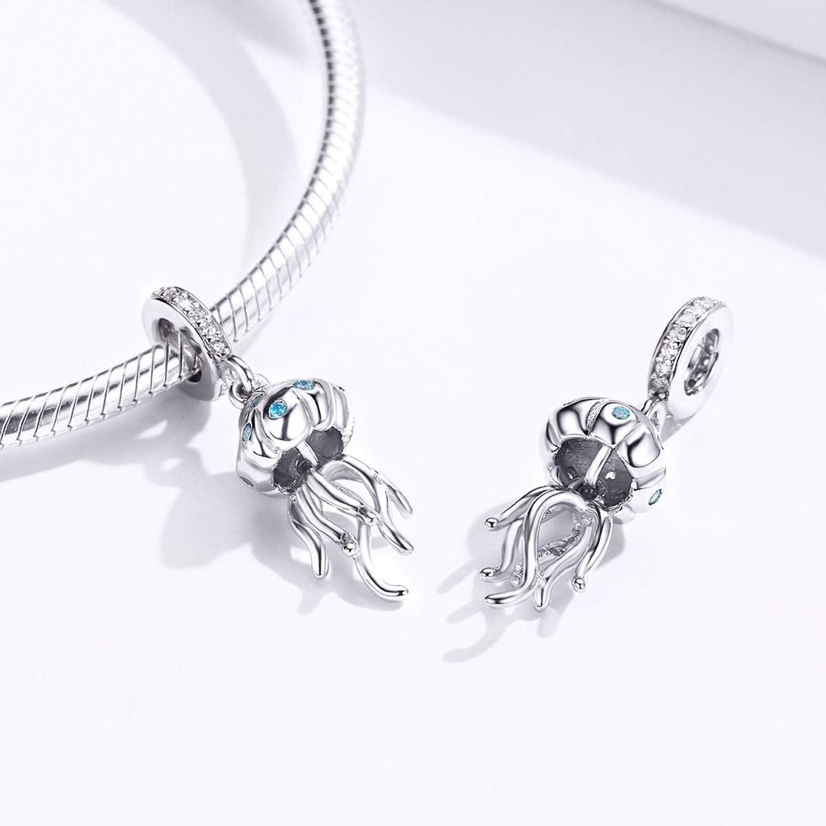 NewL Colgante de medusas de la serie mundial subacuática para pulsera y collar de plata de ley 925 auténtica joyería de bricolaje