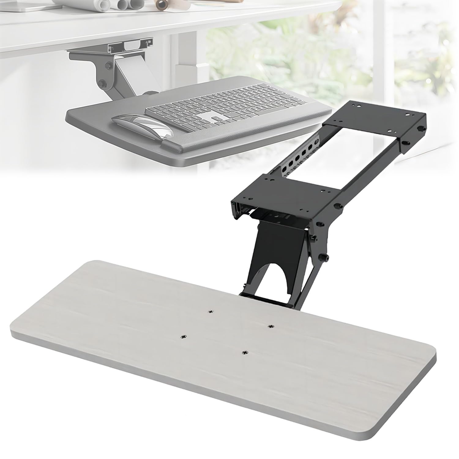 デスク下キーボードトレイ 引き出し式キーボード&マウス Amazon.co.jp: キーボードトレイ デスク下 360°回転 引き出し 後付け
