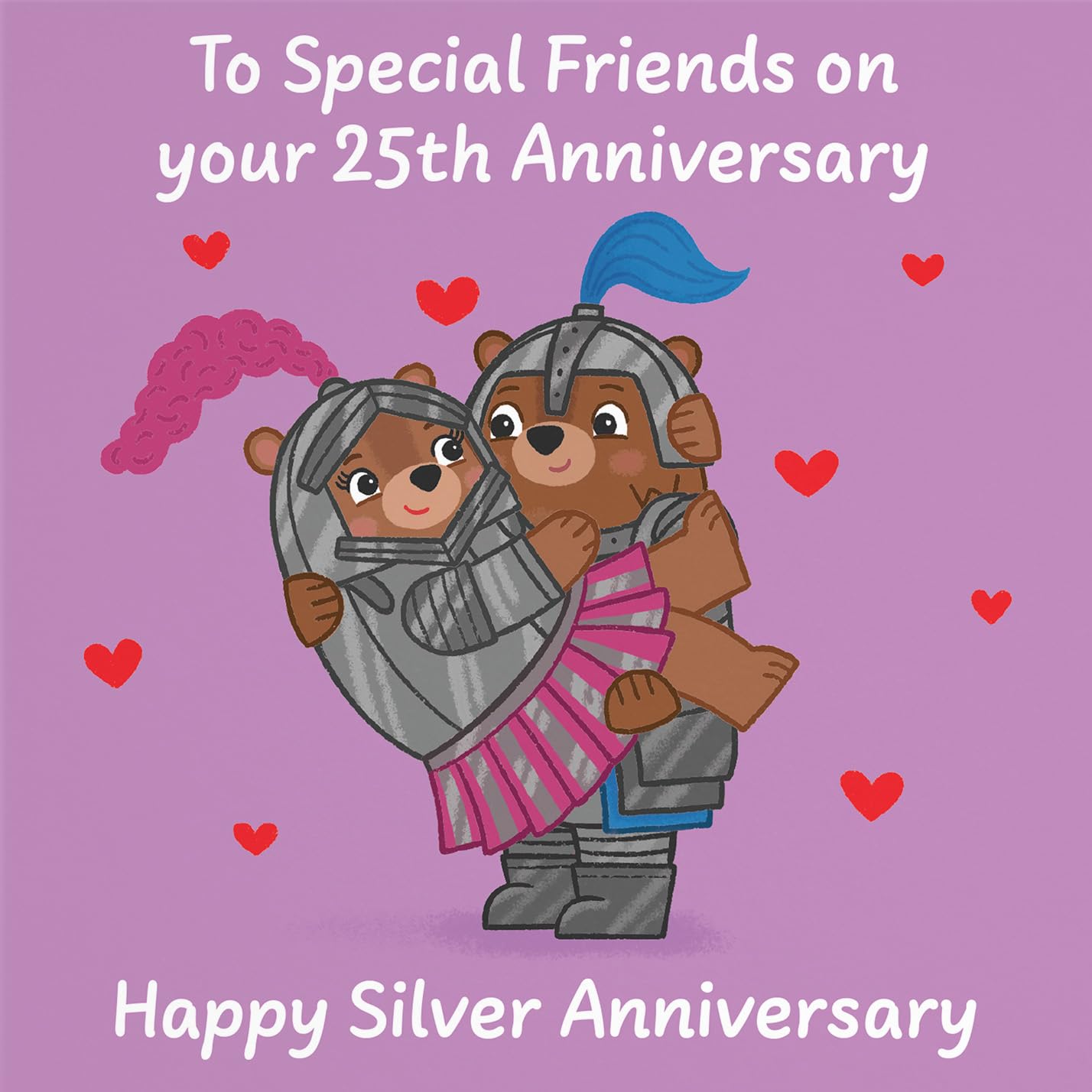 Hunts England - Special Friends 25th Anniversary Card - Silver Anniversary - 25 Years - Cute Fun Bears Card - Love Story Collection - Image 2