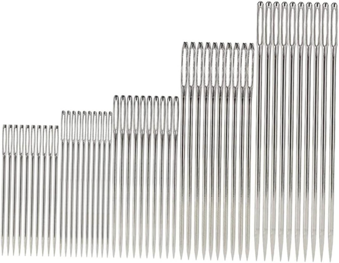 PLAFOPE 15sets Manual Thread Sewing Needles Eye Sewing Needles Easy to Thread for Beginners and Professionals