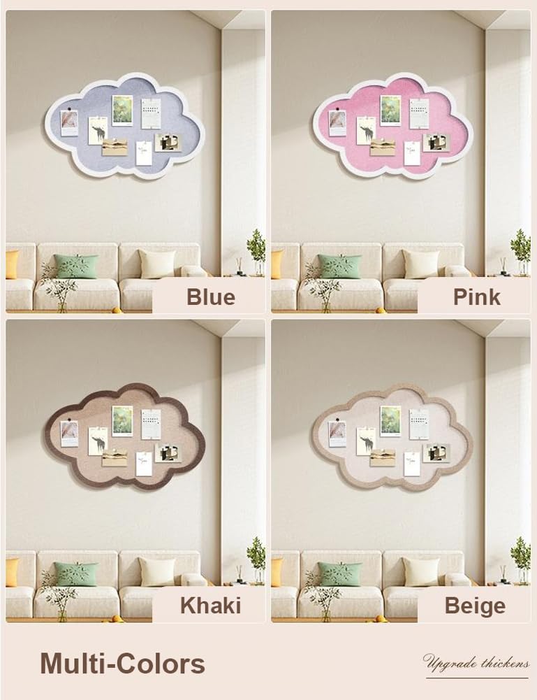 Bacheca autoadesiva in feltro a forma di nuvola, alternativa alla bacheca per casa e ufficio, bacheca fai da te, per foto, promemoria, messaggi (blu, 60 x 100 cm)