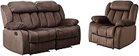 Vista 8 de EBELLO Juego de sofá reclinable manual, sofá reclinable clásico con brazos y respaldo sobrerellenos, incluye 1 silla reclinable, 1 sofá biplaza