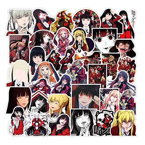 WayOuter Kakegurui Aufkleber 100 PCS Anime wasserdichte Graffiti-Aufkleber für Laptop Skateboard wasserdichte Autoaufkleber Cover
