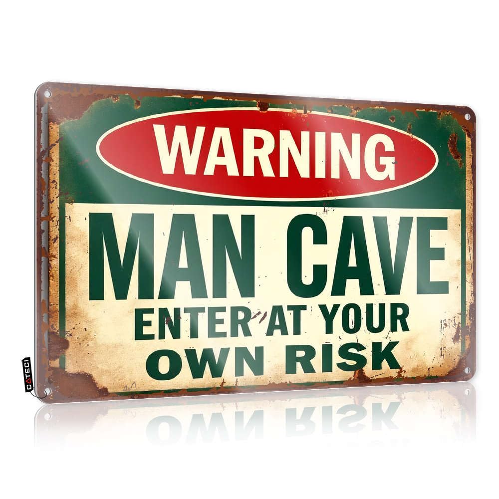 Bedroom Door Sign Warning Man Cave Enter At Your Own Risk Tin Sign Funny Tin Sign Drinking Signs Funny(30X40CM)
