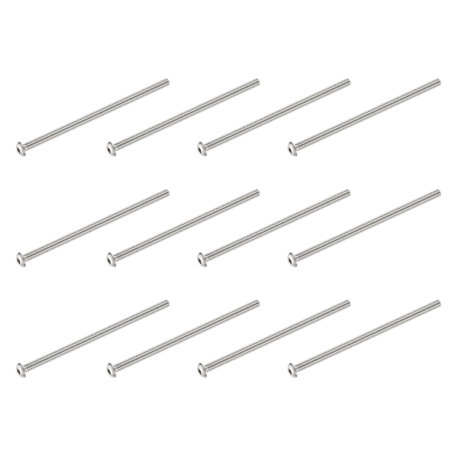 PATIKIL Button Head Socket Cap Screws, 12 PCS #10-24 UNC x 4 Inch 304 Stainless Steel Hex Drive Fully Thread Machine Bolts Screw for Furniture Water Pump Light Fixture, Silver
