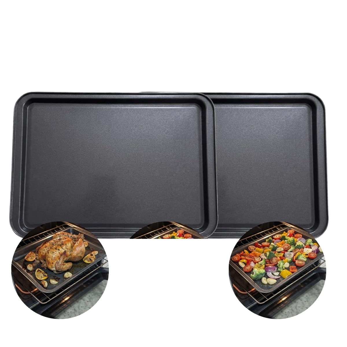 2 Formas Bandeja Teflon Rasa Biscoito Antiaderente 43cm | Assadeira retangular em aço