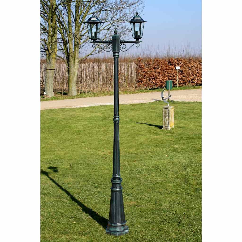 Latarnia ogrodowa 2 ramiona 215 cm ciemnozielony aluminium