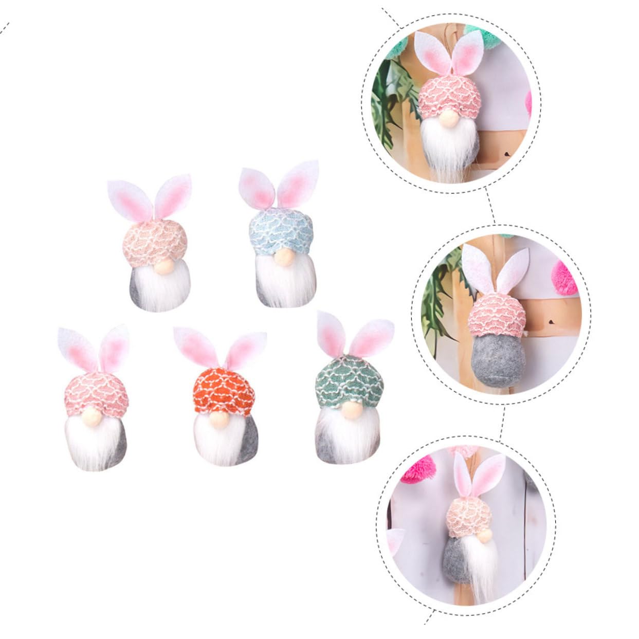 Zerodeko 4 Sätze Osterdekorationen wichtelpuppe Cute Decor Party Decoration osterstreudeko hausdeko Gefälschte Pflanzen künstliche Pflanzen Tassen Osterzwergpuppe Osterparty-Puppe Polyester