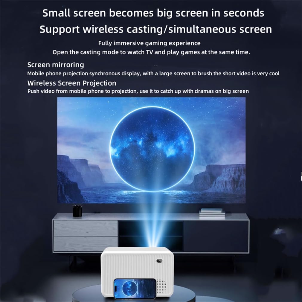 Proiettore Video Home Cinema, Auto Keystone Proiettore Home Cinema, Migliore Qualità Dell'immagine E Messa A Fuoco Automatica Intelligente, Compatibile con Il Telefono Portatile