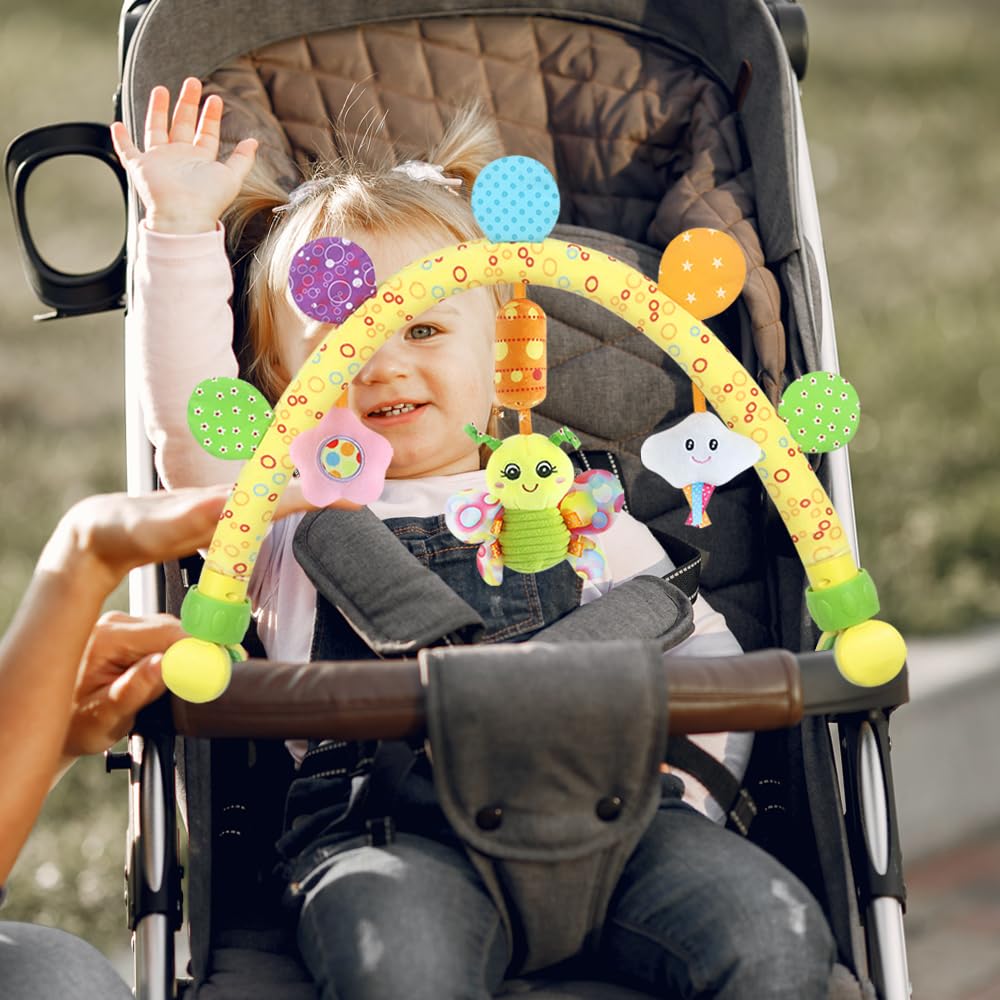 caterbee Jouets de Landau Travel Arch pour bébés et Tout-Petits, Jouets d'activité pour Berceau et Poussette pour l'intérieur et l'extérieur (Papillon)