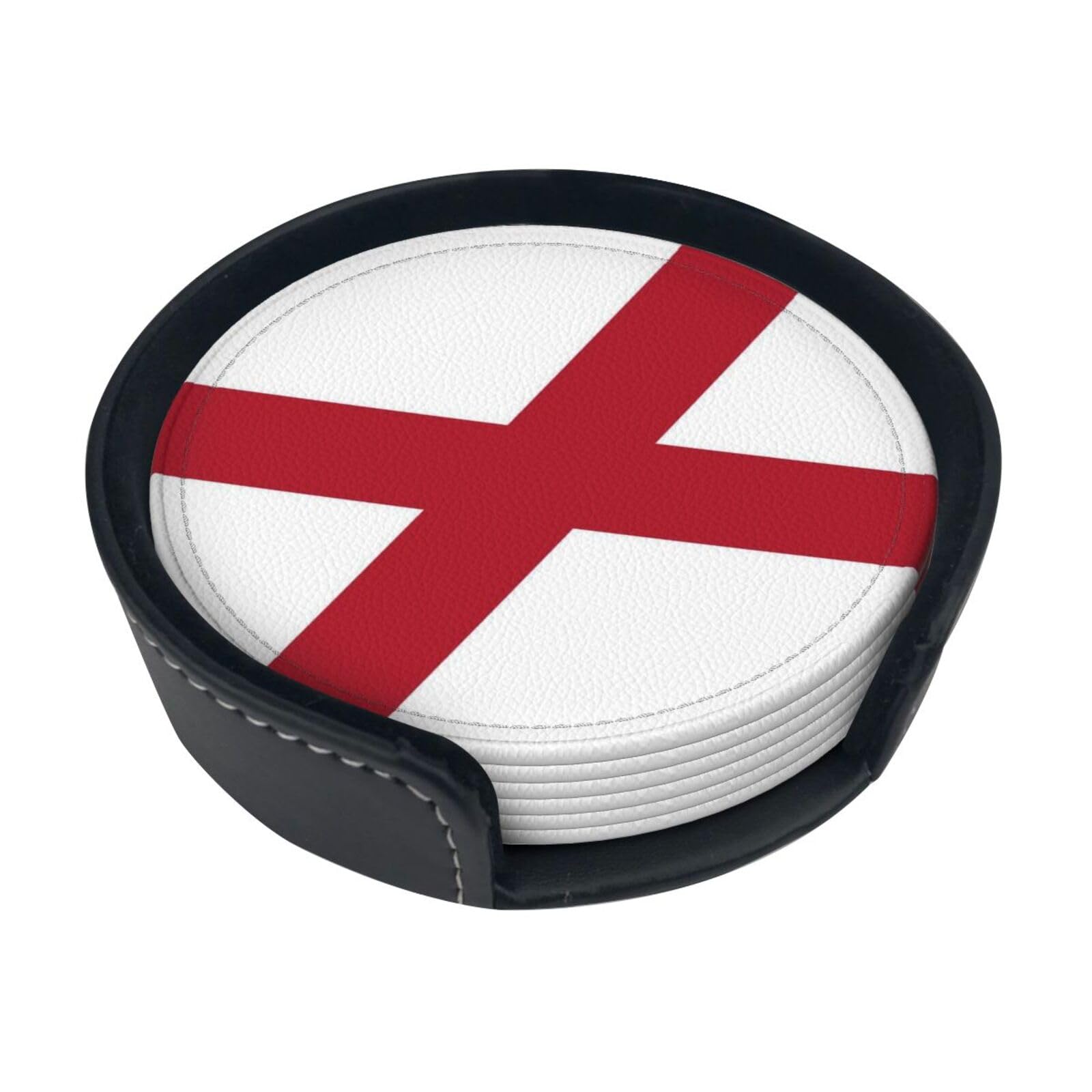 Flag of Alabama Leather Coasters-Set of 6 with Storage Holder