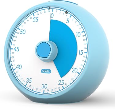 Visual Timer for Kids 60-Minute Countdown Timer with Optional Alarm, Focus Tool for ADHD & Autism, Time Management for Homework, Chores, Office, Kitchen, Teaching & Study Routines Blue