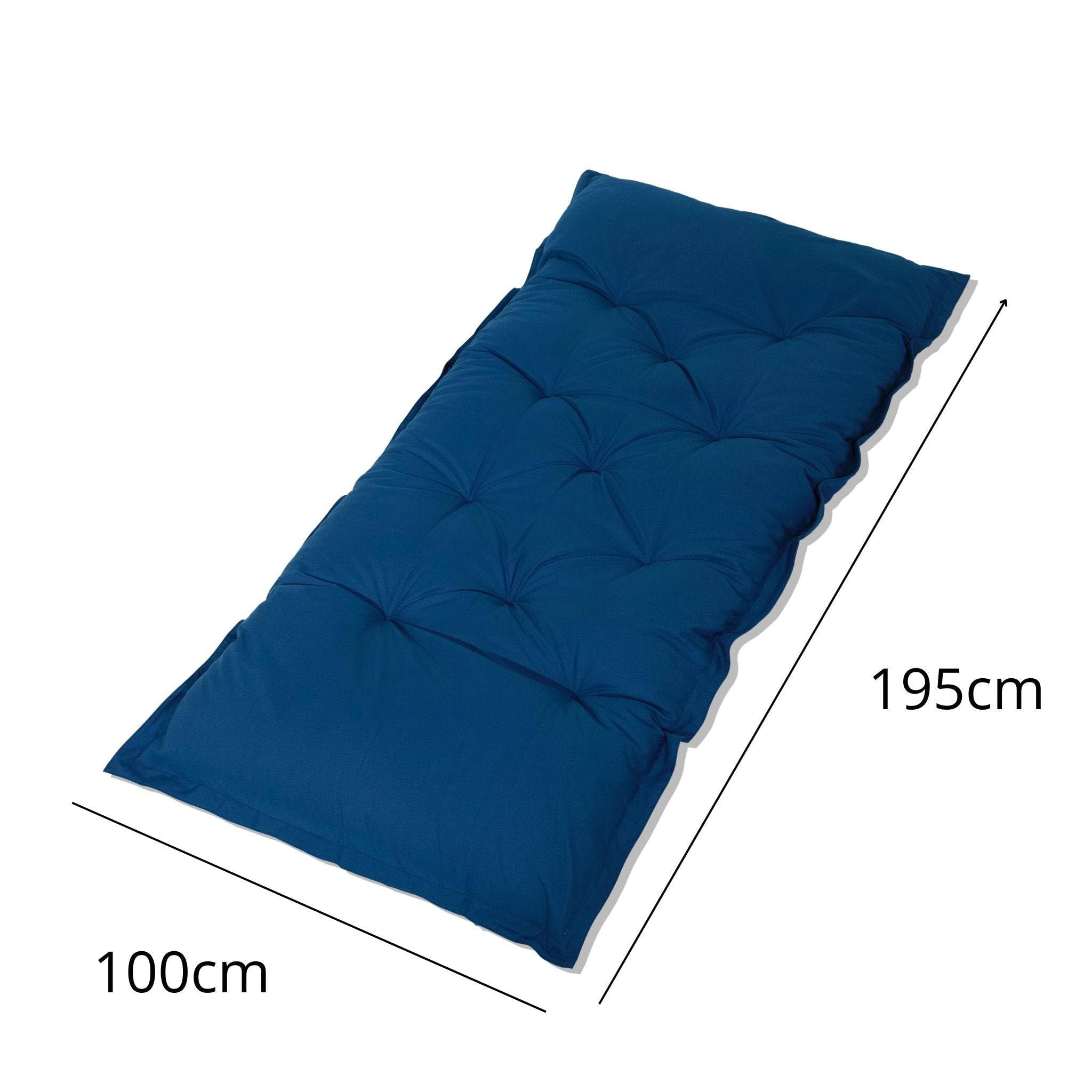 Futon XXL d'extérieur – Matelas de Sol 195x100cm pour Salon de Jardin, terrasse ou Balcon – Coussin de Sol épais & Moelleux pour Palette ou Banquette – Bleu Pétrole – Déco Arts