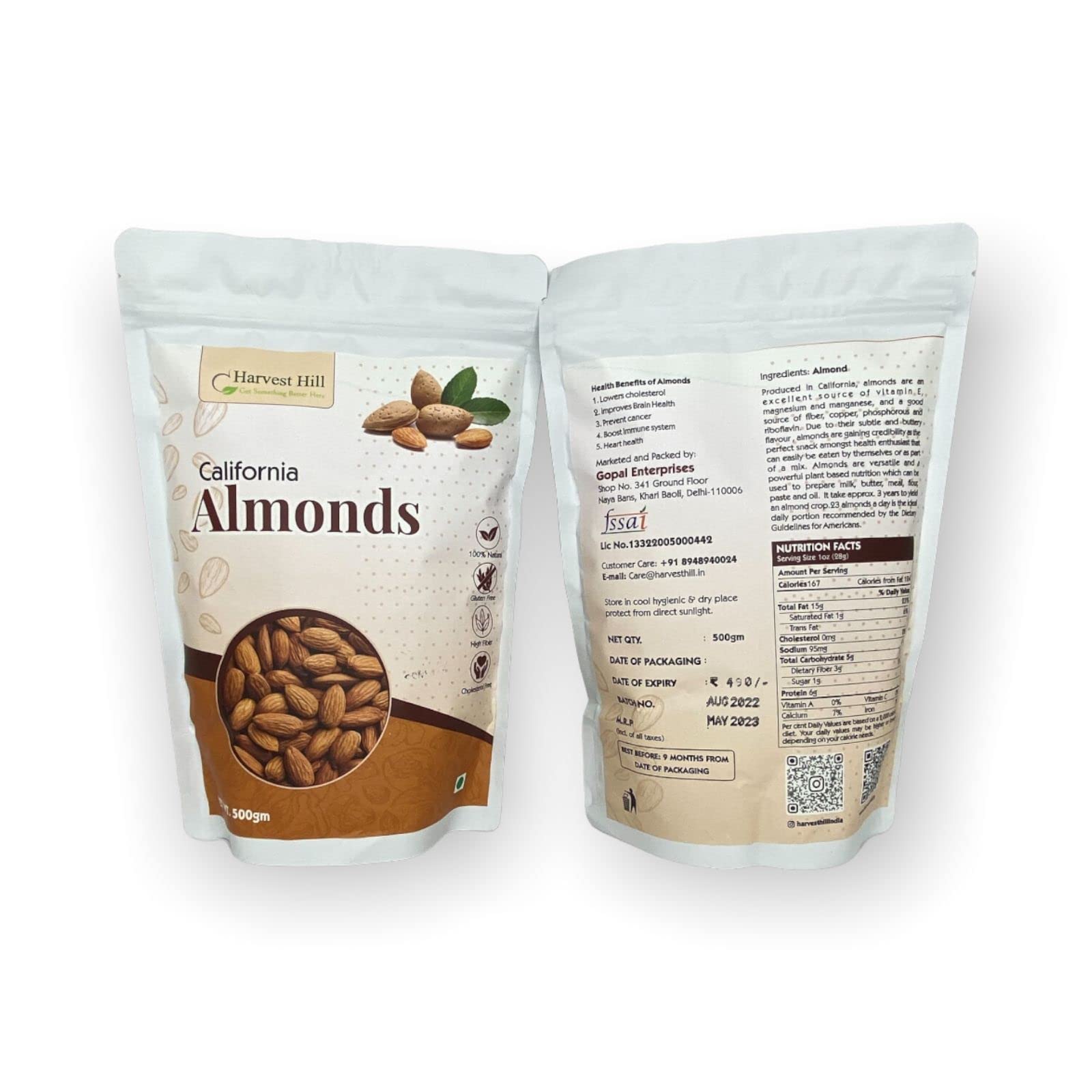 Buy Harvest Hill Premium California Almonds High in Fiber & Boost
