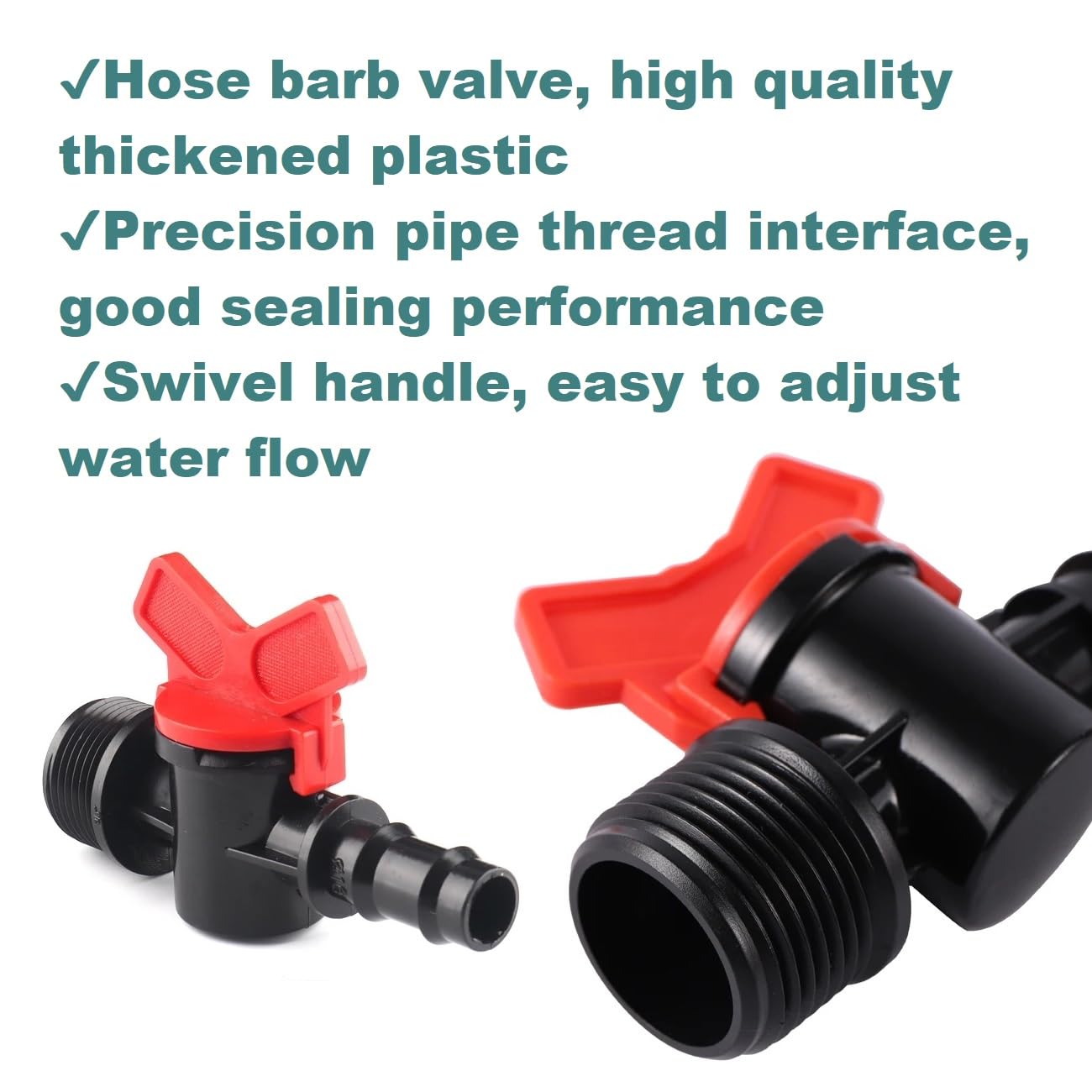 MiJunHD 20mm Hose Barb to G1/2≈20mm≈DN15 Male Thread, 2PCS Drip Irrigation Switch Valve, PE Pipe Hose Tube Shut-off Plastic Valve - Image 3