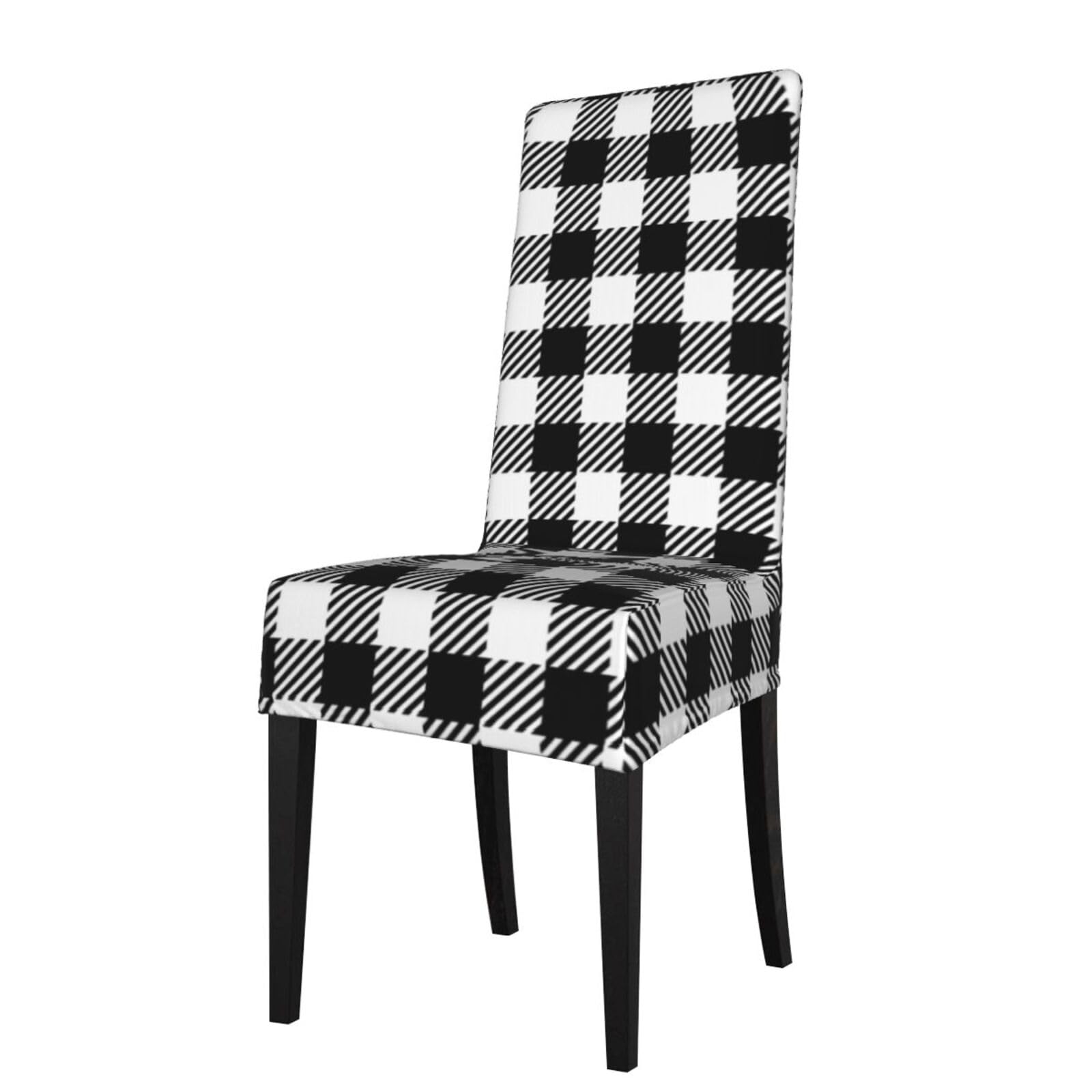 LKYMOH Checkered Coarse Black Plaid Food And Drink, Chair Covers Stretch Chair Slipcovers for Dining Room, for Party Pet Protection Universal Fit Soft Polyester