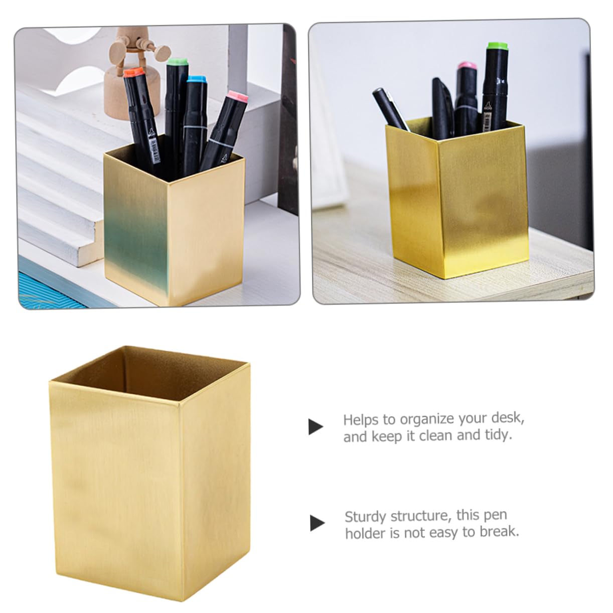 Portapenne in Acciaio Inox Contenitore da Scrivania Organizer per Cancelleria Portaoggetti Multifunzionale Design Compatto