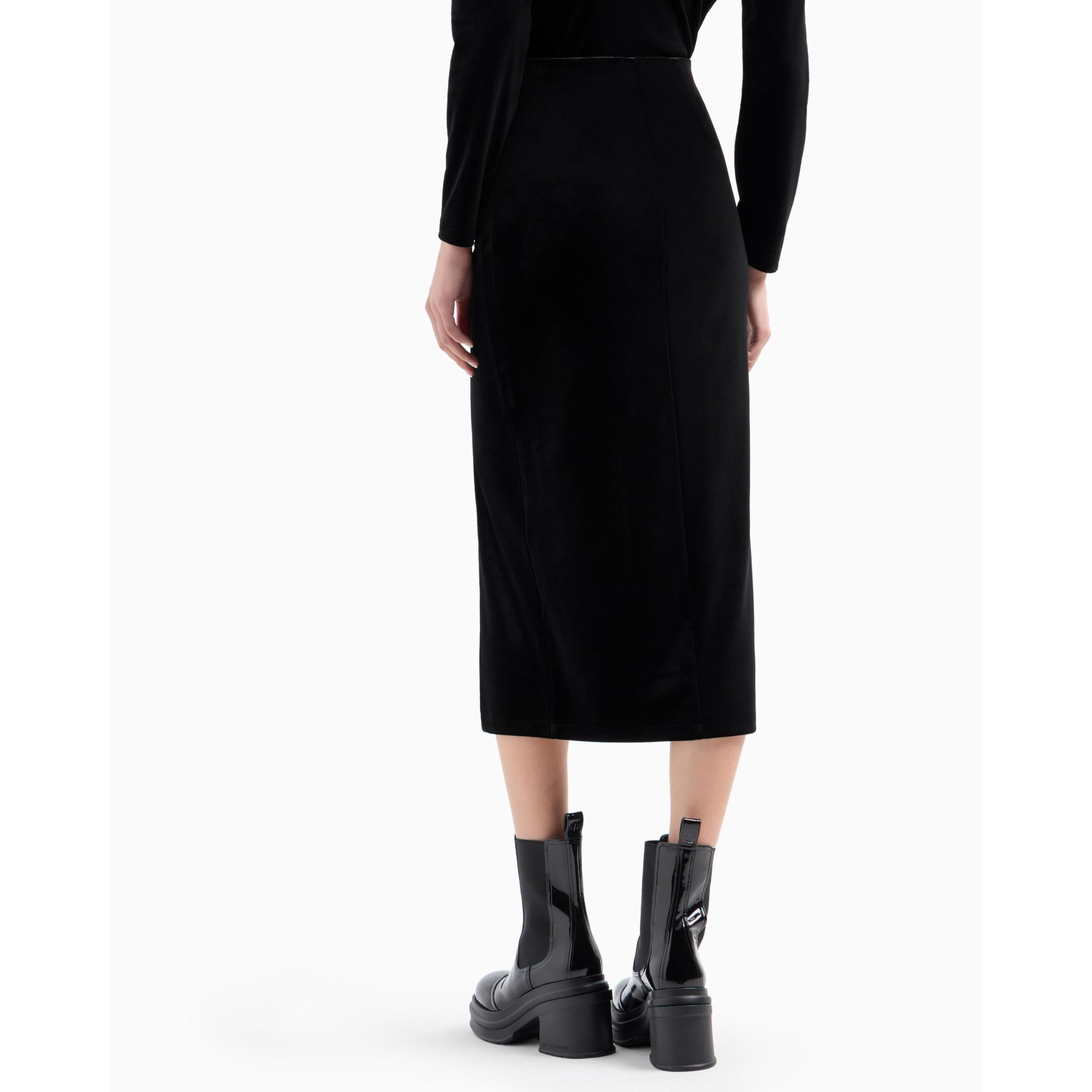 Armani Exchange Falda midi de terciopelo elástico para mujer