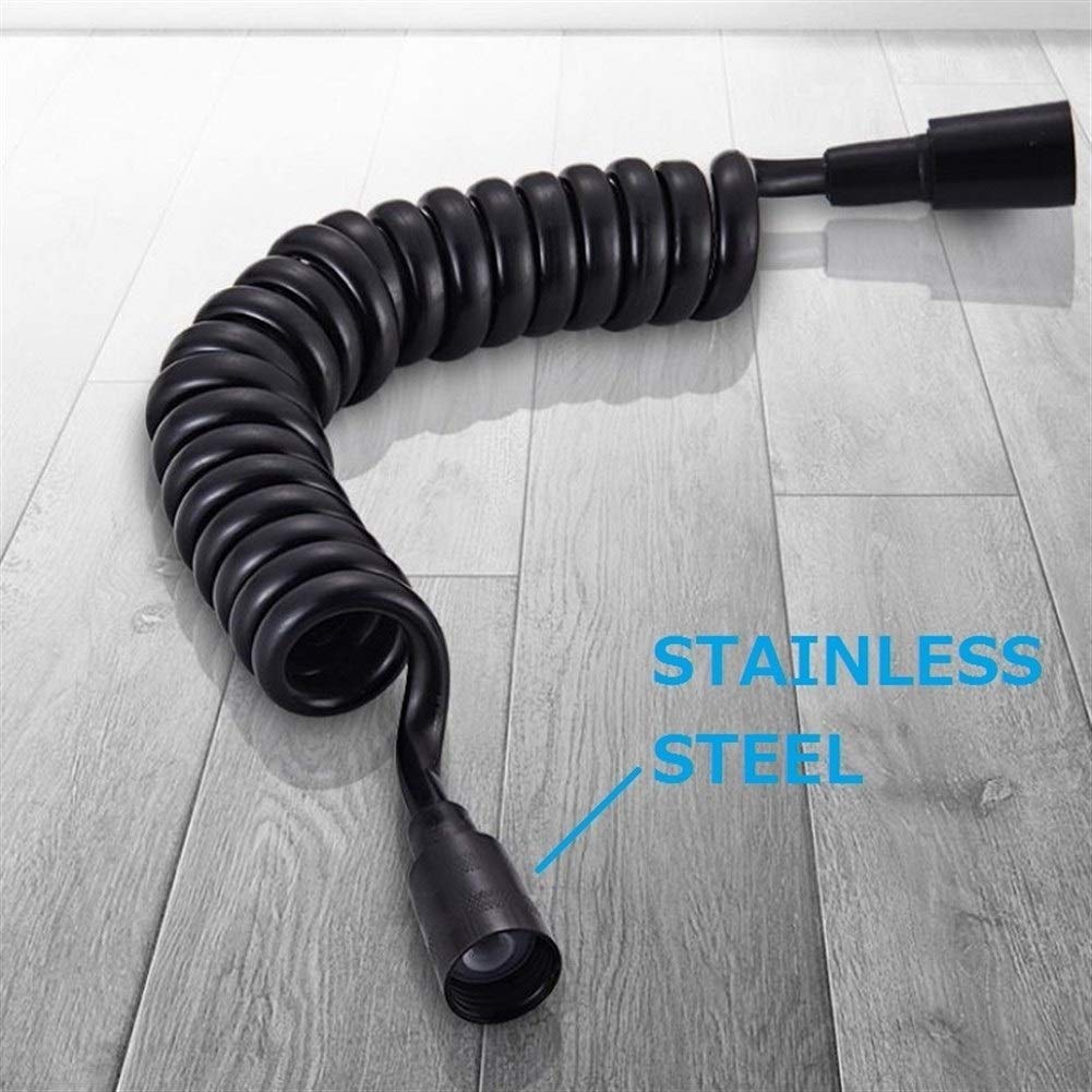 Sostituzione tubo doccia, Tubo flessibile retrattile a molla for soffione doccia WC Bidet Doccia 'acqua Facile sostituzione fai da te(Black,150cm)