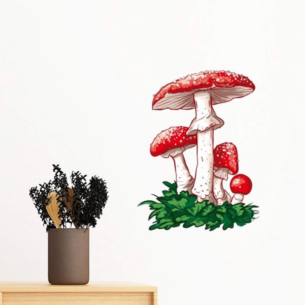Autocollant mural champignon rouge décoratif vinyle 50cm amovible