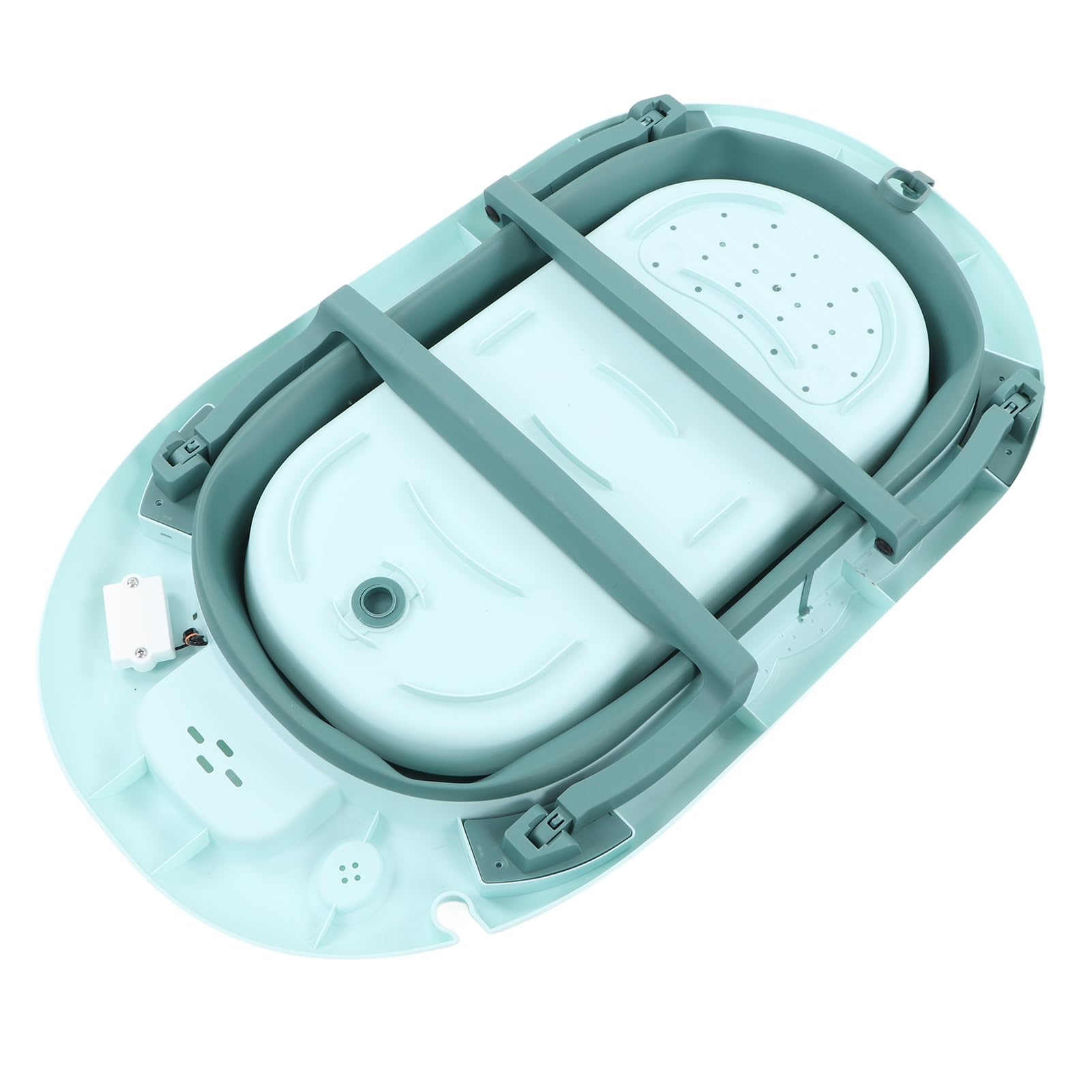 Fockety Zusammenklappbare Babybadewanne, Babybadewanne mit Thermometer, Tragbare Reisebadewanne mit Abflussloch, Babybadewanne für Neugeborene Bis Kleinkinder (Hellgrün)