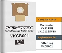 Vista 2 de POWERTEC VKCB001 Bolsas de polvo para Vacmaster 9PK, para VK811PH, VK1011SIWTH aspiradoras húmedas/secas de 8 a 10 galones, repuesto para bolsas