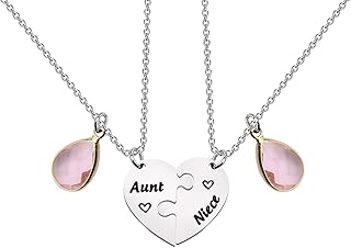 Aunt and Niece Heart Matching Necklace Set Auntie Niece Jewelry for Her Niece Birthday Gift Aunt Gift from Niece Nephew