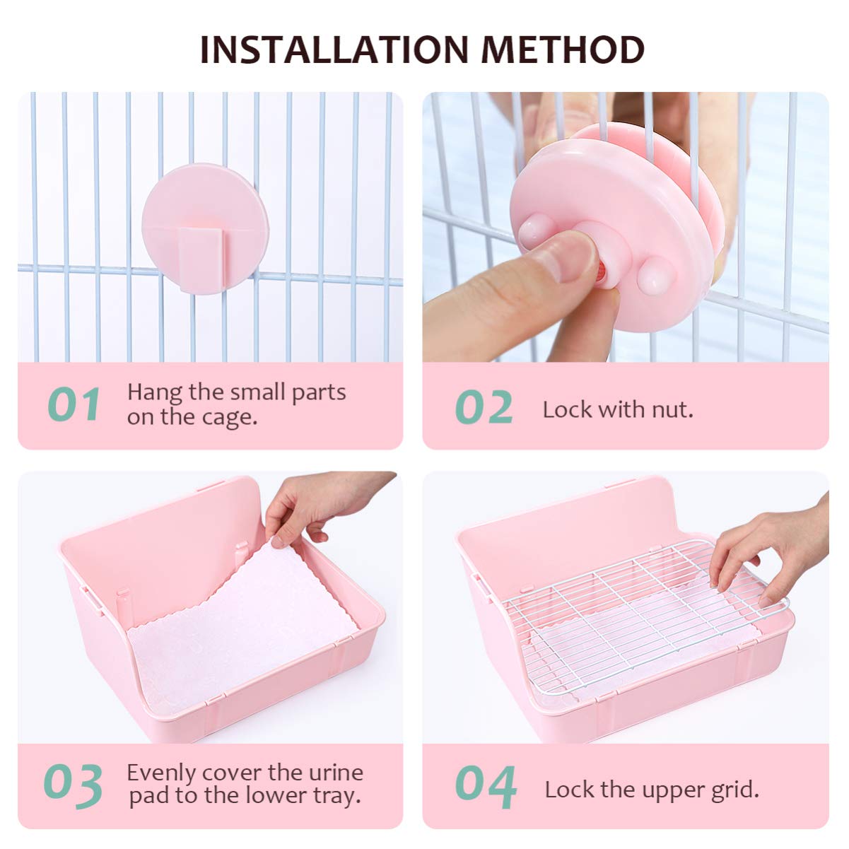 POPETPOP Kaninchen Toilette - Ecktoilette Kleintier Katzentoilette Toilette kleines Haustier Katzenklo Töpfchen mit Gitte für Kleintiere/Kaninchen/Meerschwein/Galasaur/Frettchen
