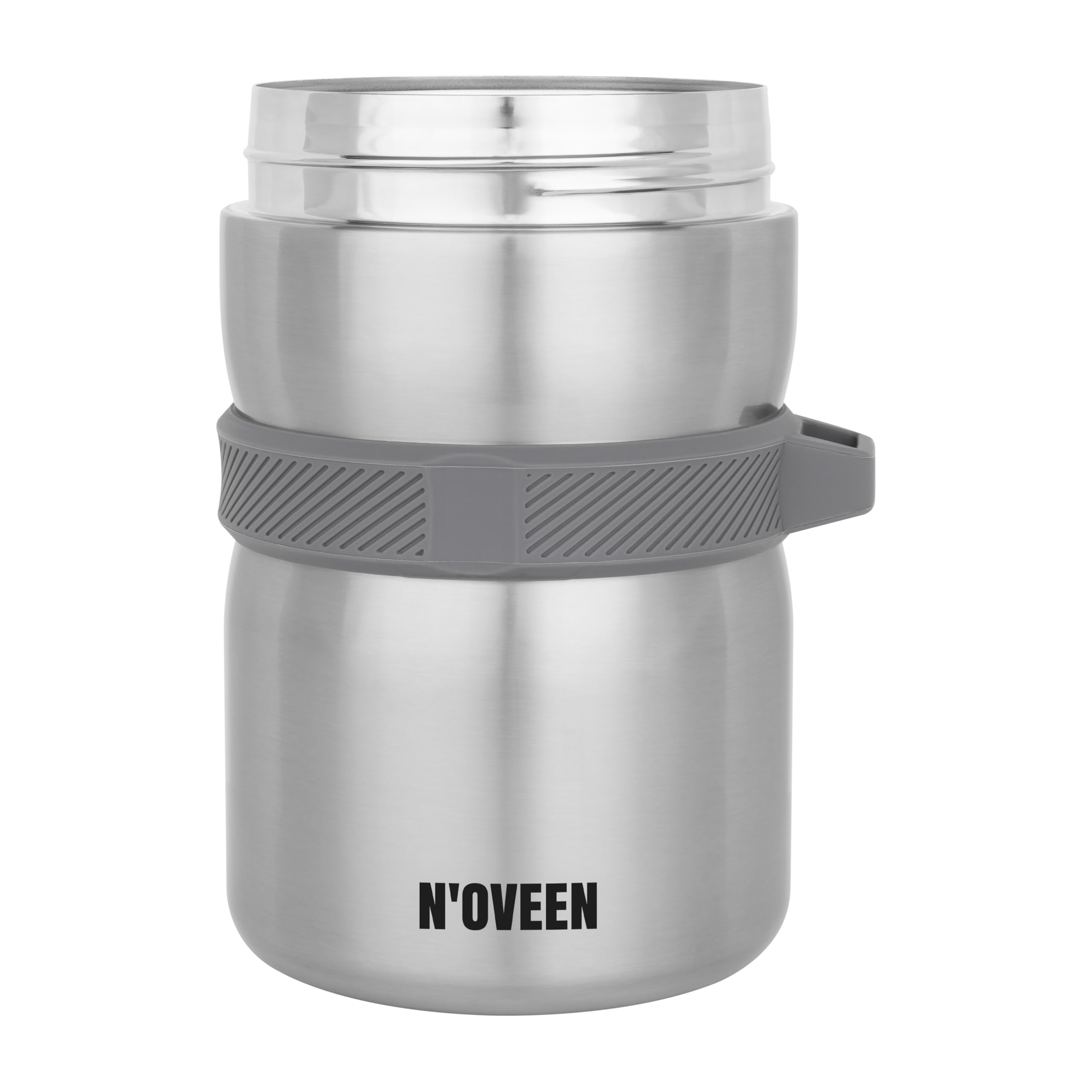 N'OVEEN TB961 Thermobehälter für Essen, Edelstahl Isolierbehälter mit Löffel, Thermoskanne Silber