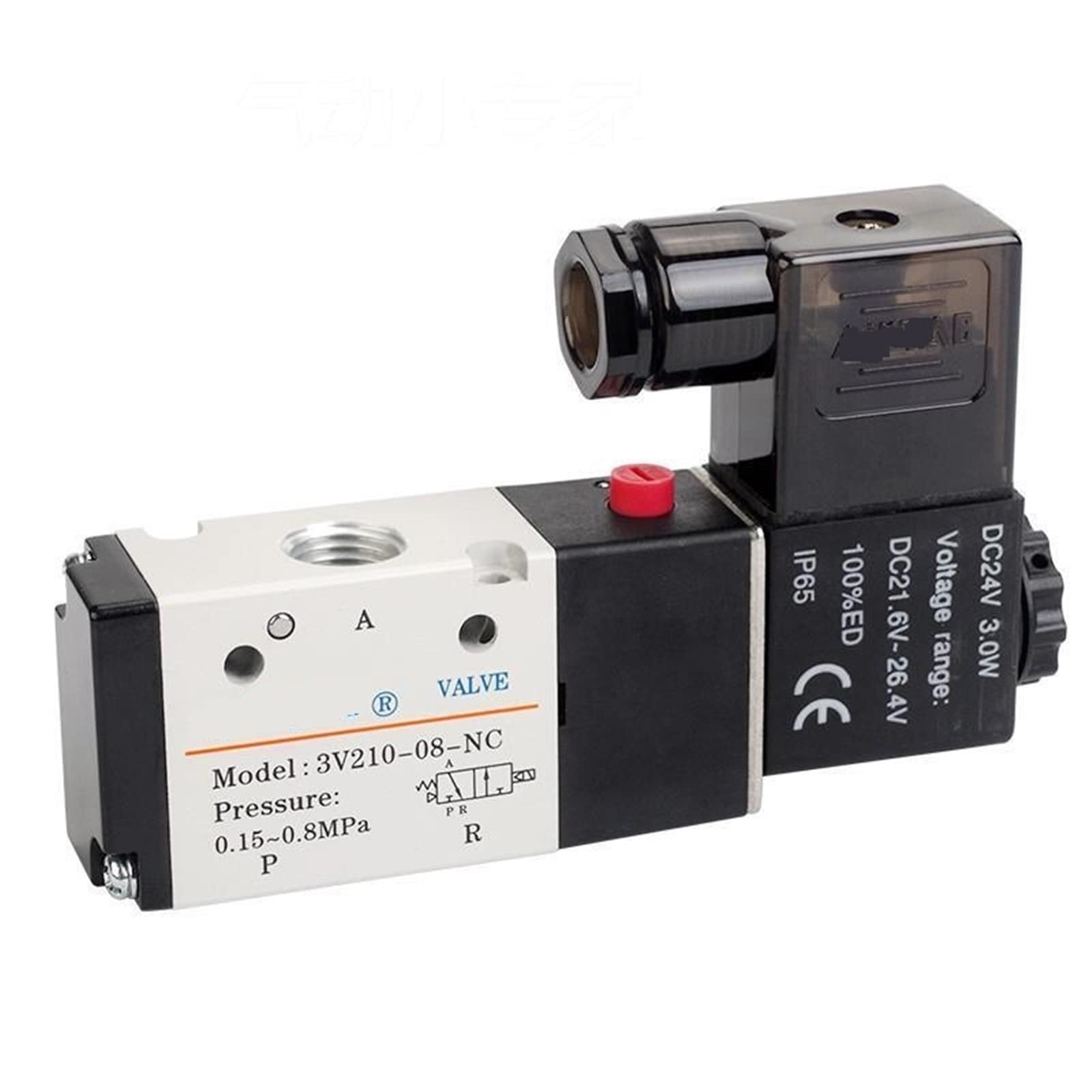 Pneumatyczny zawór elektromagnetyczny 3V210-06/08 DC12 V 24 V AC110 V 220 V 3-drożny 2 pozycje, zawór kierunkowy powietrza, gazowy magnetyczny zawór 1 szt. (3v210-06 AC220v)
